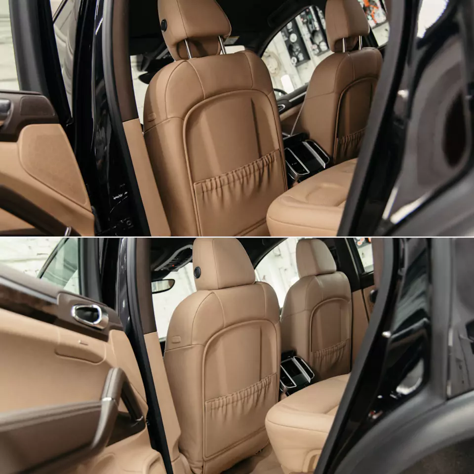 Комплексная химчистка салона и обработка кожи керамикой для Porsche Cayenne